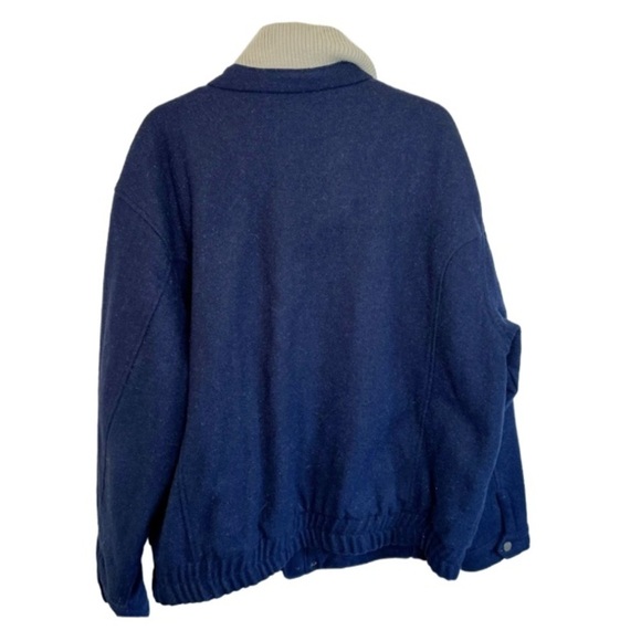 Woolrich Vintage Men’s Wool Navy Blue Bomber Jacket XLarge Warm Winter Coat - Picture 3 of 16